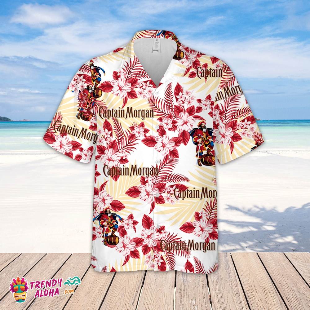 Captain Morgan Hawaiian Flowers Pattern Shirt, Hawaiian Beer Lover Shirt, Classic Flowers Beer Aloha Shirt