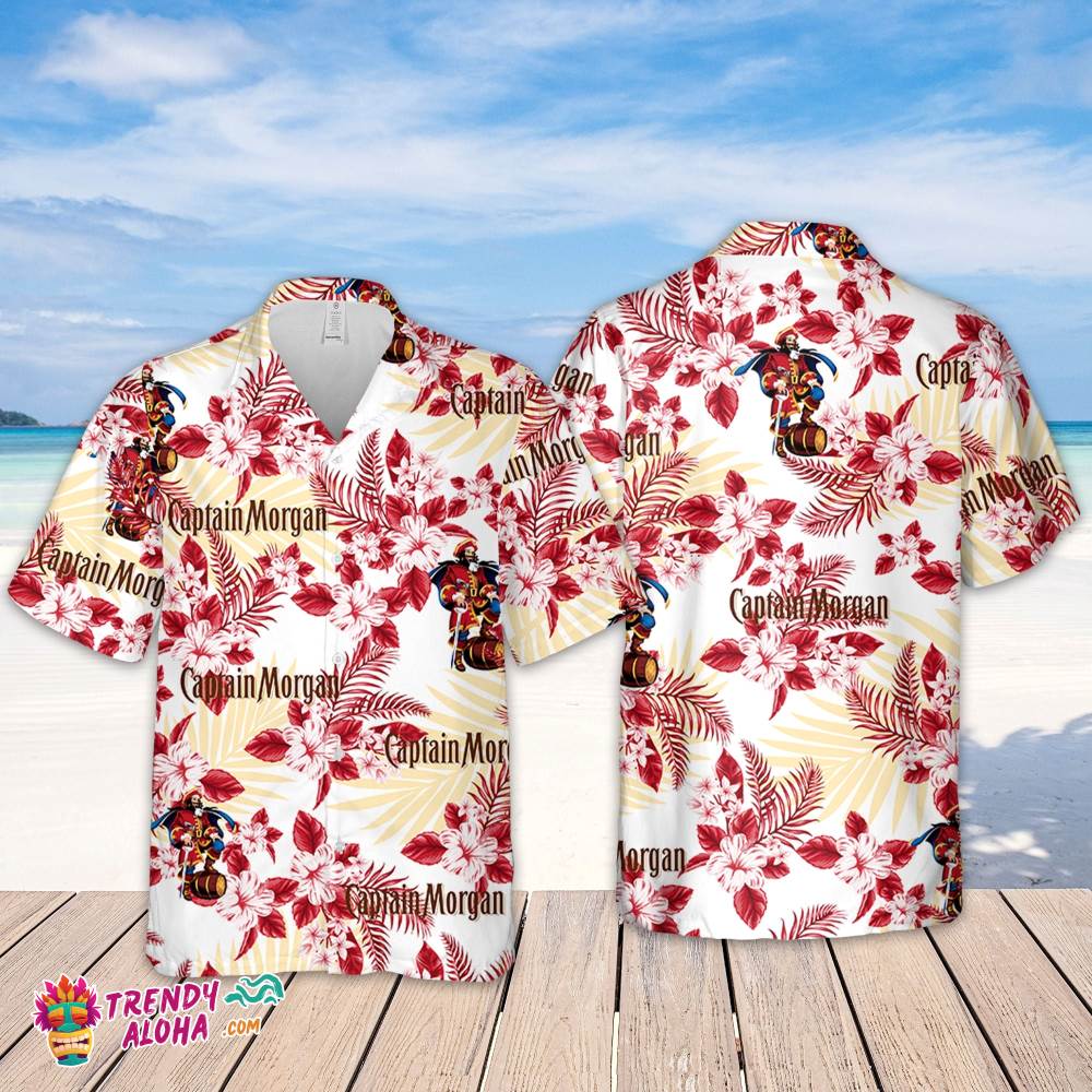 Captain Morgan Hawaiian Flowers Pattern Shirt, Hawaiian Beer Lover Shirt, Classic Flowers Beer Aloha Shirt