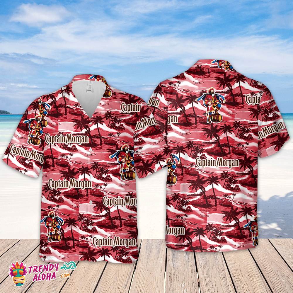 Captain Morgan Hawaiian Sea Island Pattern Hawaiian Shirt, Summer Beer Hawaiian Shirt