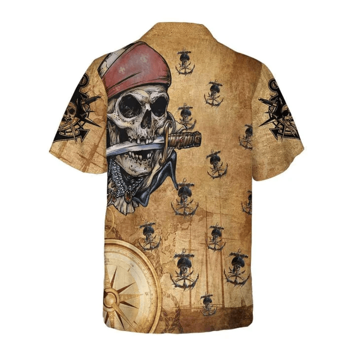 Captain Pirate With Knife Anchors Vintage Design Trendy Hawaiian Shirt