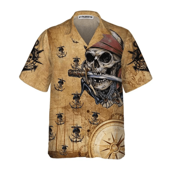 Captain Pirate With Knife Anchors Vintage Design Trendy Hawaiian Shirt Captain Pirate With Knife Anchors Vintage Design Trendy Hawaiian Shirt