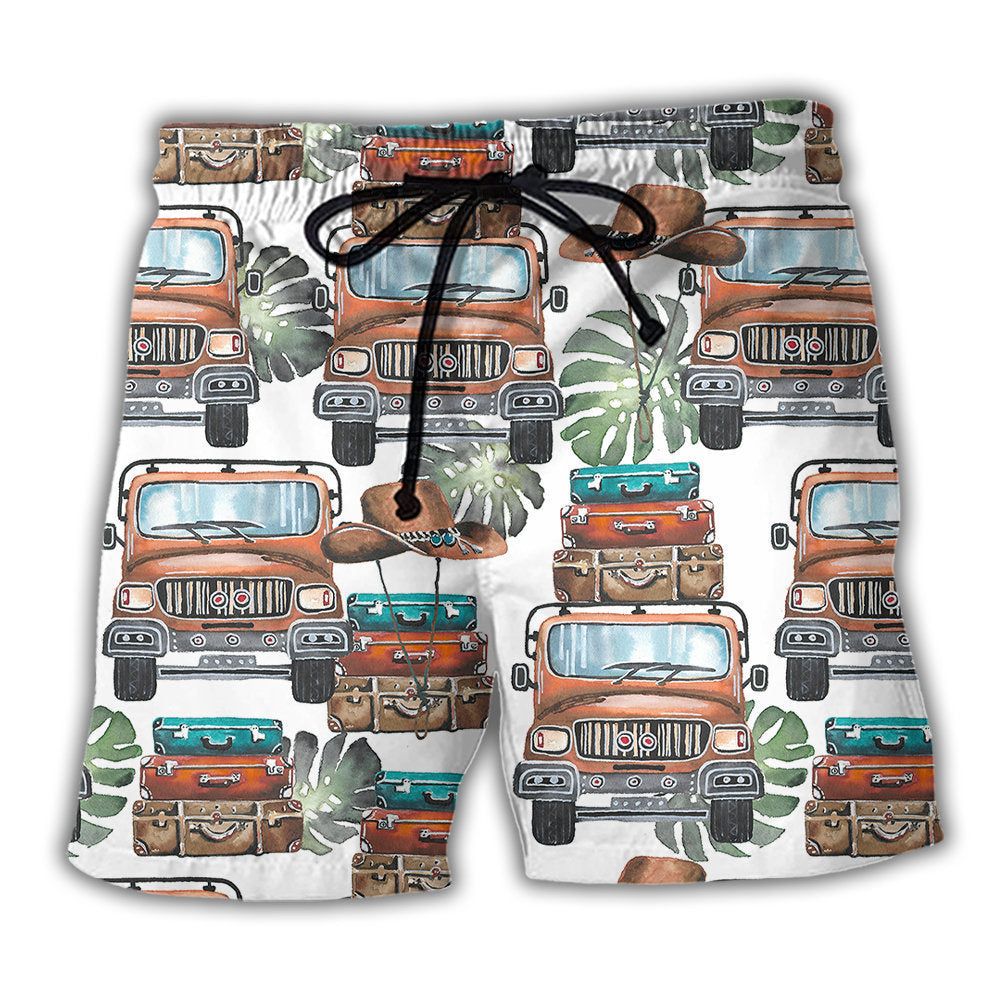 Car And Luggage Style Trendy Aloha Hawaiian Beach Shorts Car And Luggage Style Trendy Aloha Hawaiian Beach Shorts