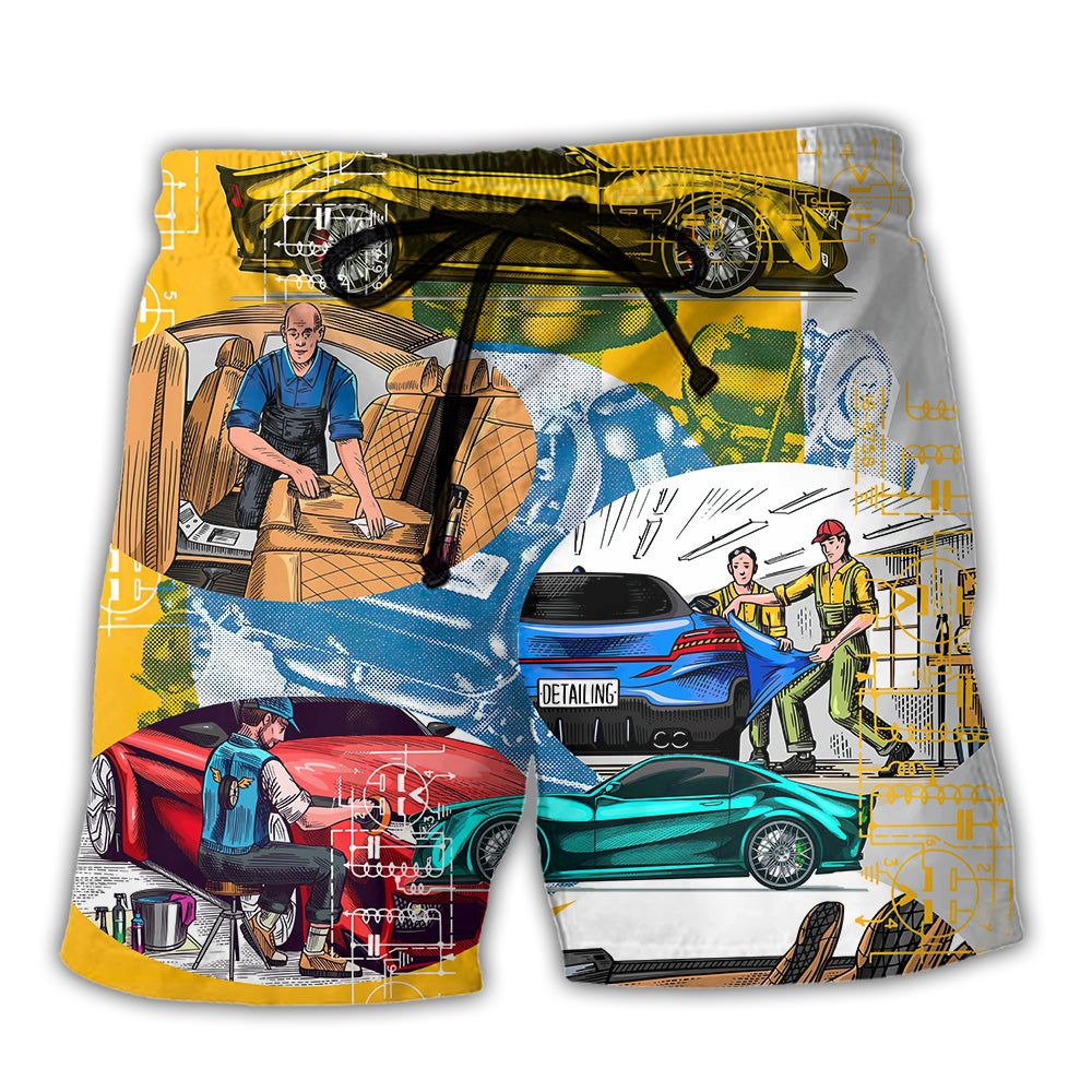 Car Auto Detailing Automobile Center Trendy Aloha Hawaiian Beach Shorts Car Auto Detailing Automobile Center Trendy Aloha Hawaiian Beach Shorts