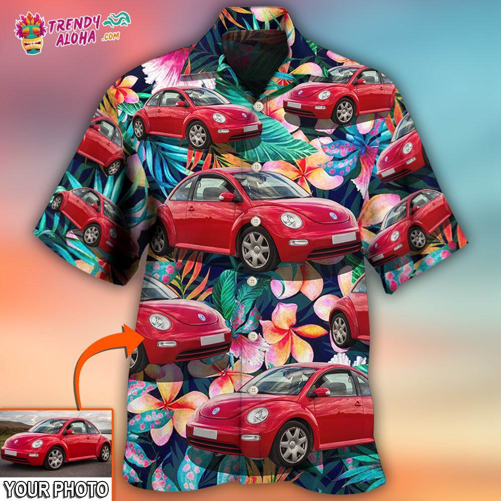 Car Beetle Car Luxury Tropical Flower Custom Photo Hawaiian Shirt – Trendy Aloha