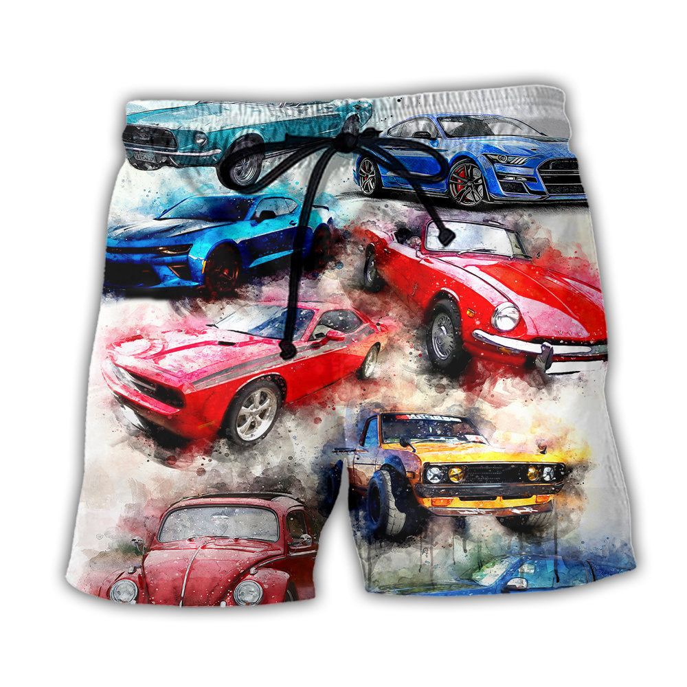 Car Classic Portrait For Car Lovers Trendy Aloha Hawaiian Beach Shorts Car Classic Portrait For Car Lovers Trendy Aloha Hawaiian Beach Shorts