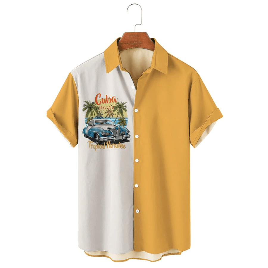 Car Color Matching Daily Simple Loose Large Men’s Shirt, Trendy Hawaiian Shirt Vintage, Trendy Hawaiian Shirt For Men, Women