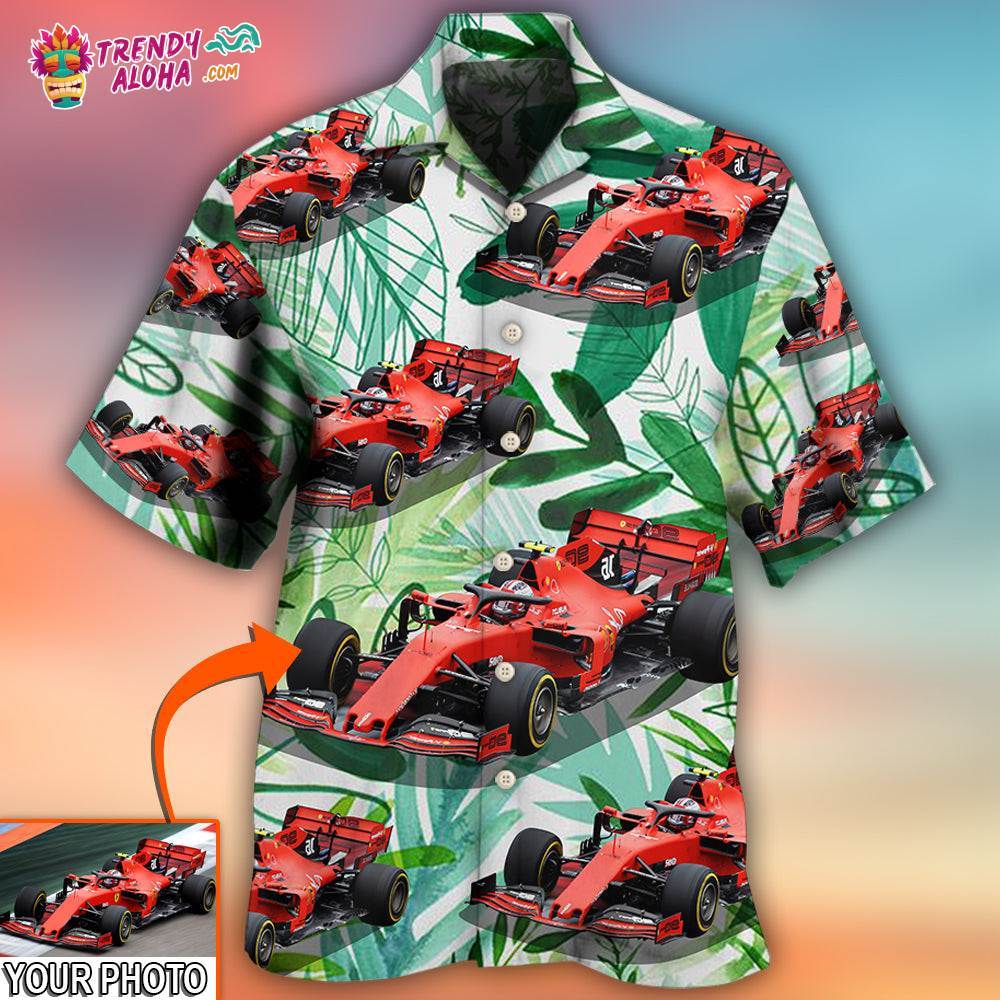 Car Formula One Tropical Custom Photo Hawaiian Shirt – Trendy Aloha