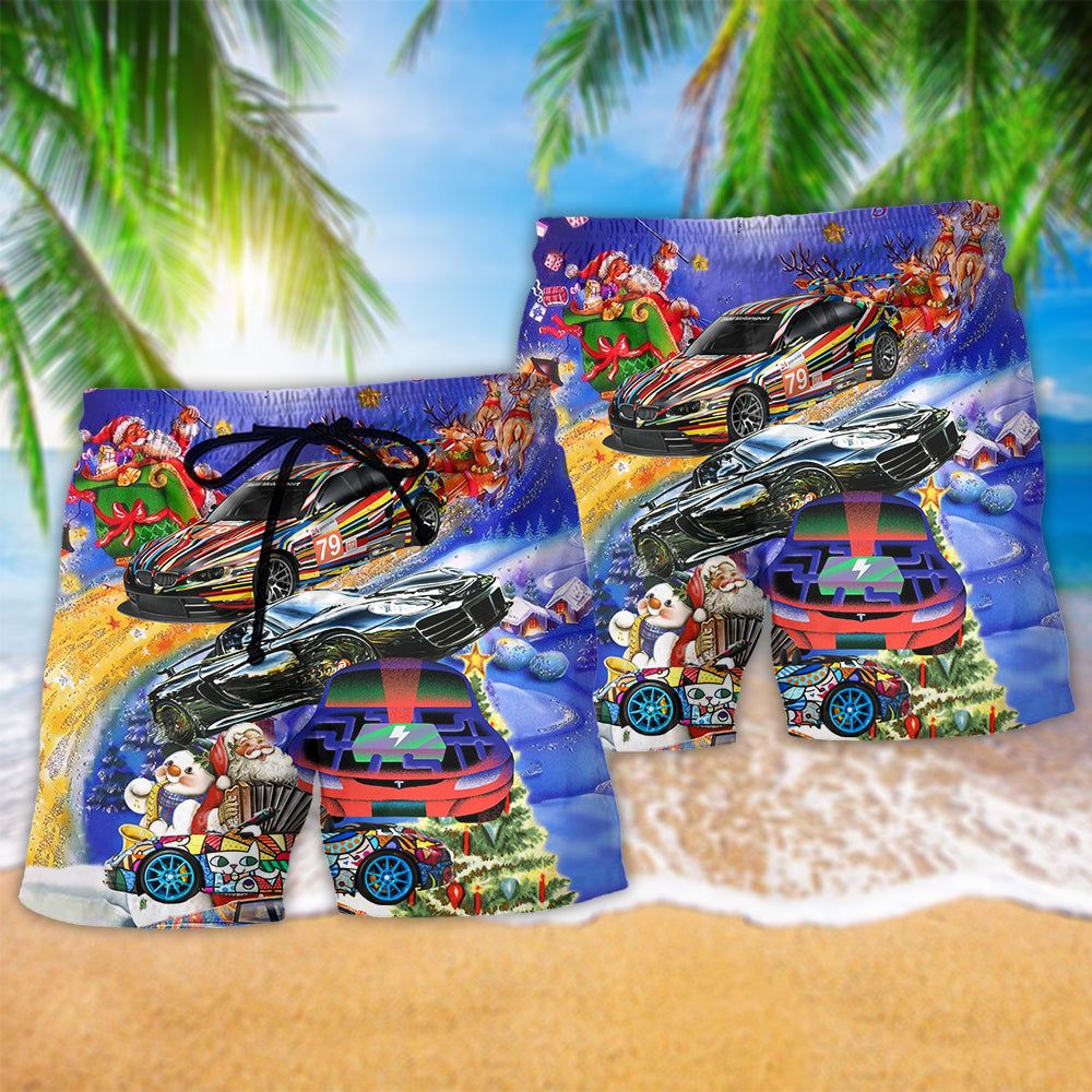 Car Funny For Christmas Merry Christmas Trendy Aloha Hawaiian Beach Shorts