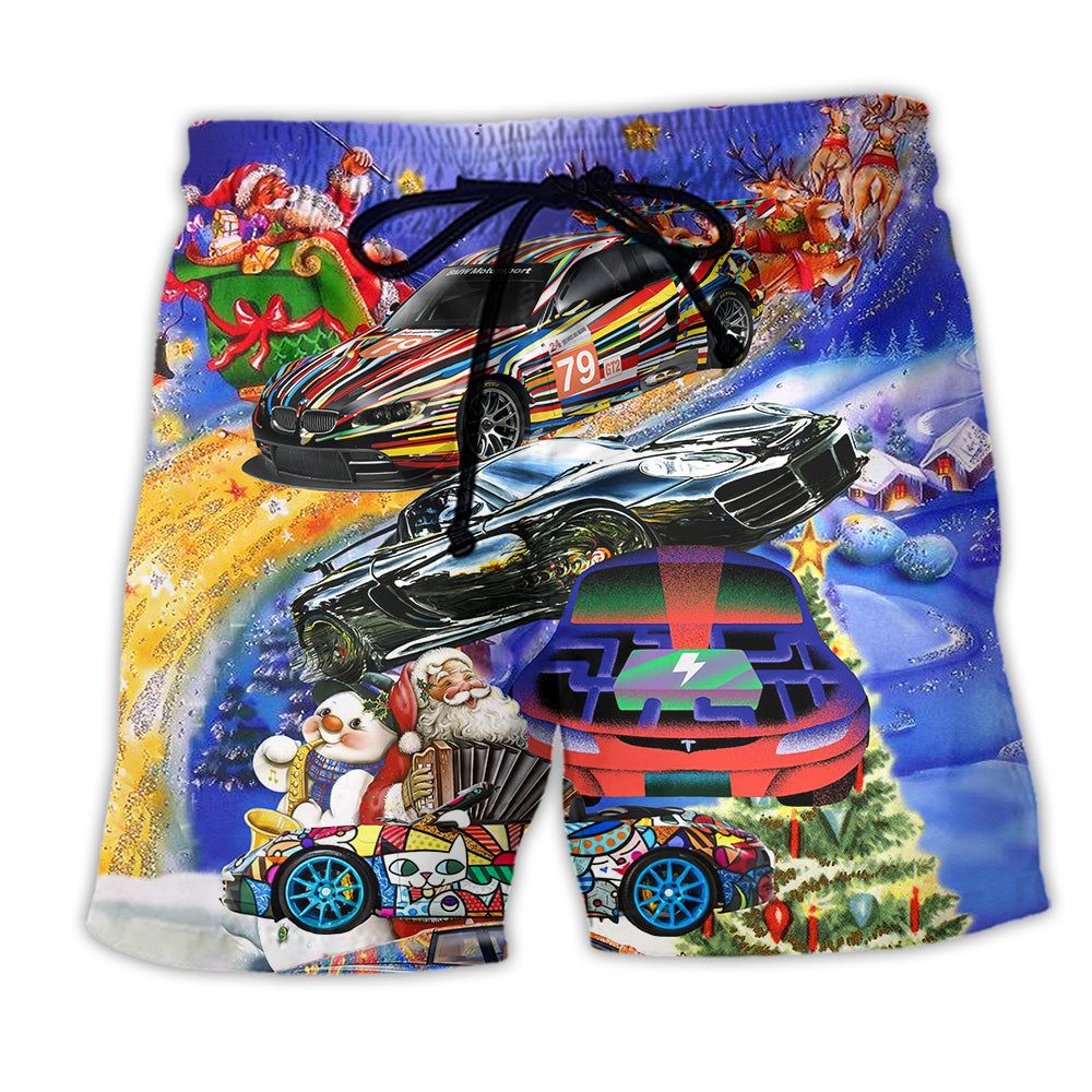 Car Funny For Christmas Merry Christmas Trendy Aloha Hawaiian Beach Shorts Car Funny For Christmas Merry Christmas Trendy Aloha Hawaiian Beach Shorts