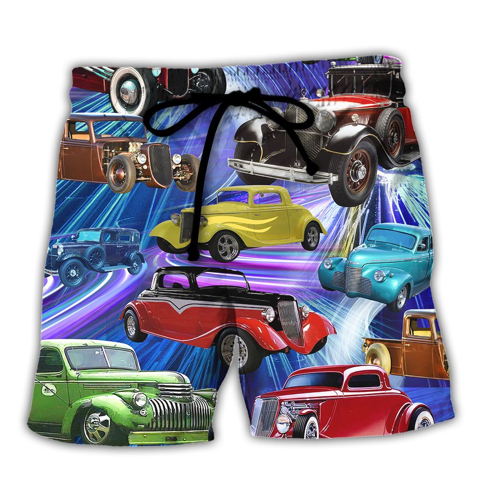 Car Green Red To Dream Stunning Style Trendy Aloha Hawaiian Beach Shorts Car Green Red To Dream Stunning Style Trendy Aloha Hawaiian Beach Shorts