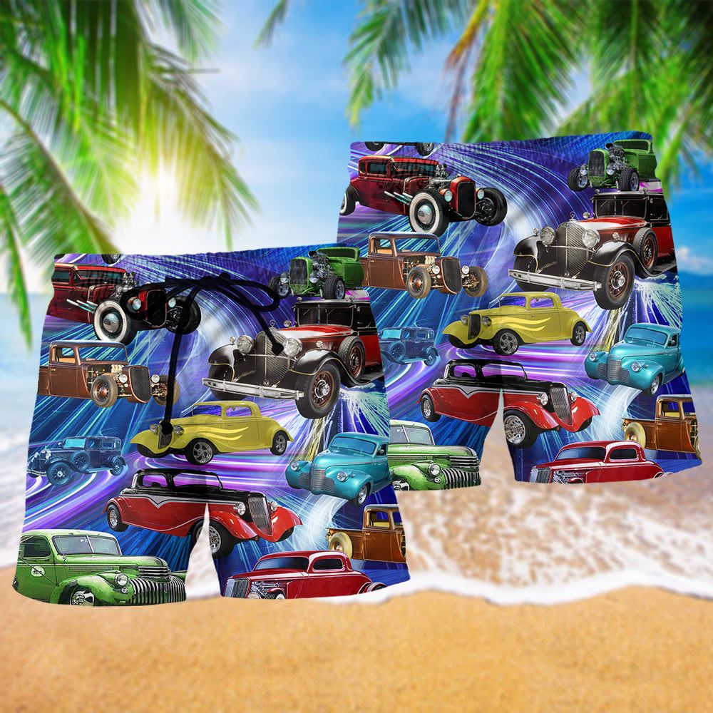 Car Green Red To Dream Trendy Aloha Hawaiian Beach Shorts