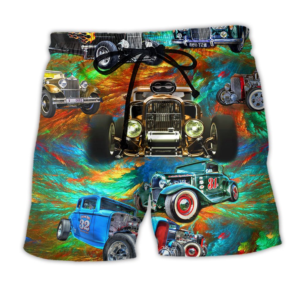 Car How To Ride A Hot Rod Trendy Aloha Hawaiian Beach Shorts Car How To Ride A Hot Rod Trendy Aloha Hawaiian Beach Shorts