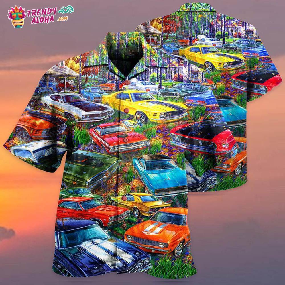 Car In The Garden Colorful Style Hawaiian Shirt – Trendy Aloha