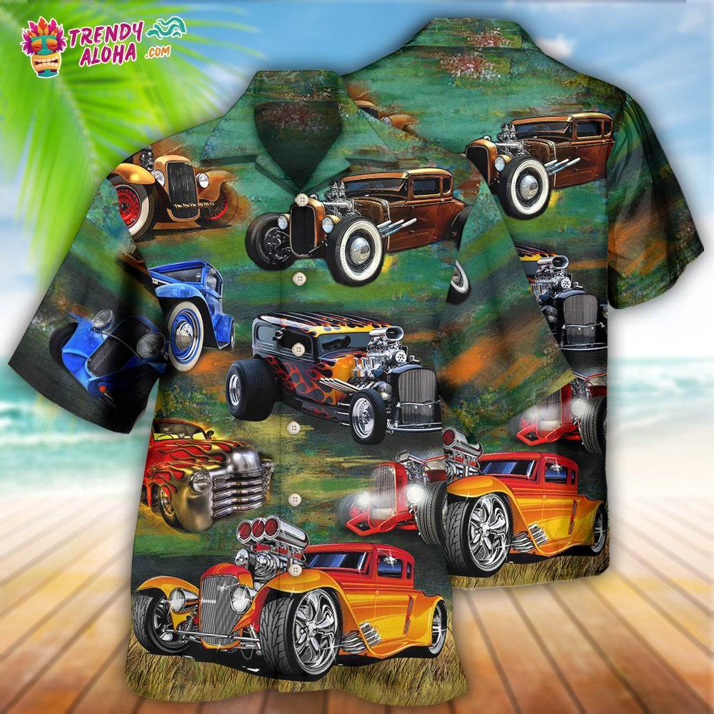 Car Luxury Retro Vintage Style Hawaiian Shirt – Trendy Aloha