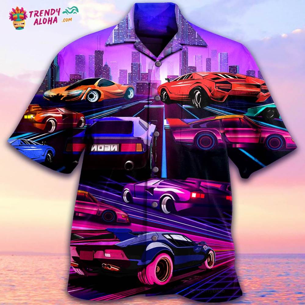 Car Modern Purple Hawaiian Shirt – Trendy Aloha
