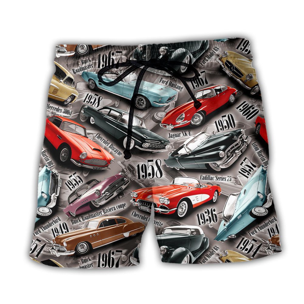 Car Old Vintage For Car Lovers Trendy Aloha Hawaiian Beach Shorts Car Old Vintage For Car Lovers Trendy Aloha Hawaiian Beach Shorts