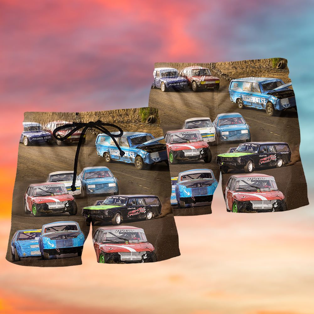 Car Racing Basic Road Trendy Aloha Hawaiian Beach Shorts