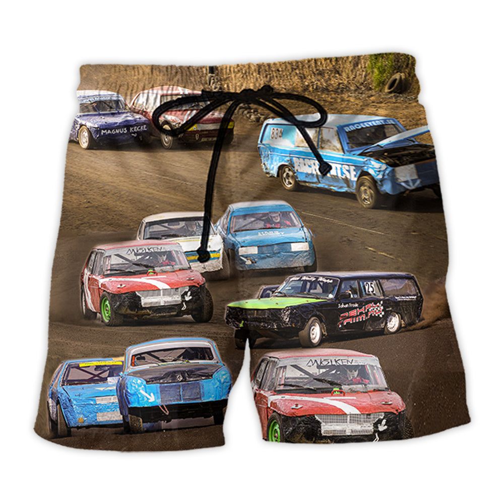 Car Racing Basic Road Trendy Aloha Hawaiian Beach Shorts Car Racing Basic Road Trendy Aloha Hawaiian Beach Shorts