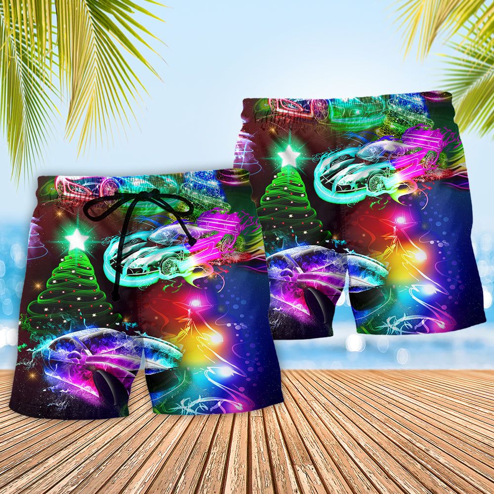 Car Racing Christmas Merry Everything Happy Always Trendy Aloha Hawaiian Beach Shorts