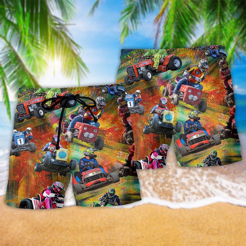 Car Racing Color Cool Trendy Aloha Hawaiian Beach Shorts