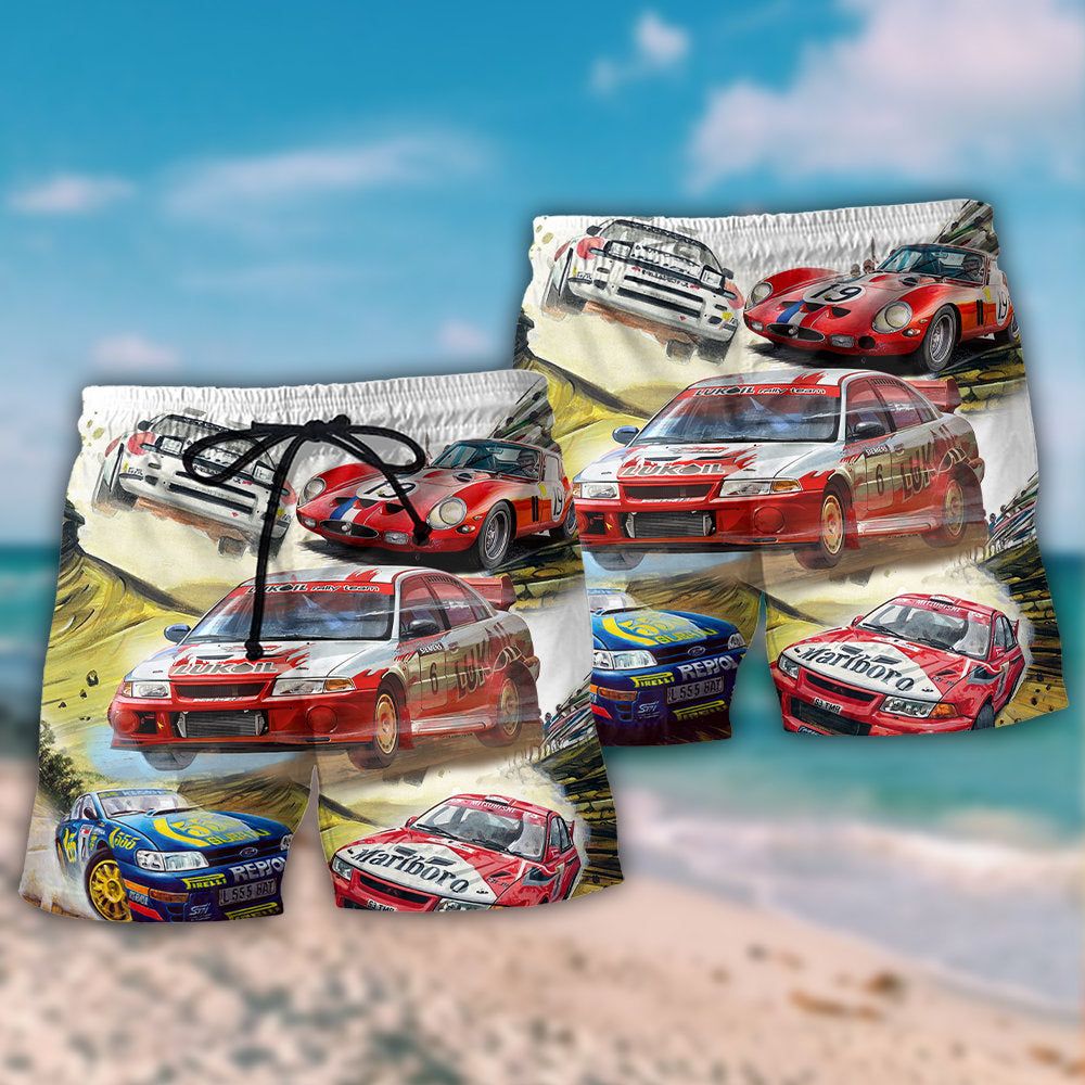 Car Racing Fast And Furious Trendy Aloha Hawaiian Beach Shorts