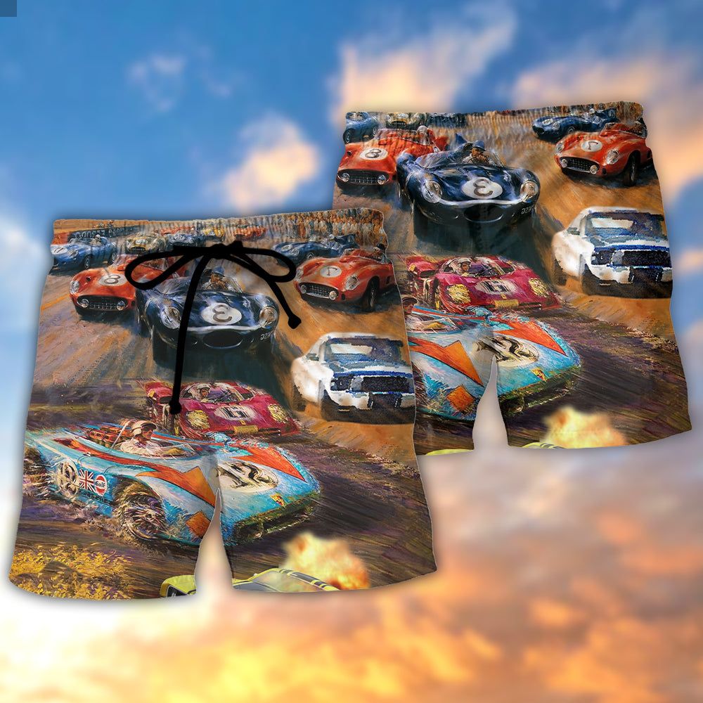 Car Racing Fast Lover Racing Style Trendy Aloha Hawaiian Beach Shorts