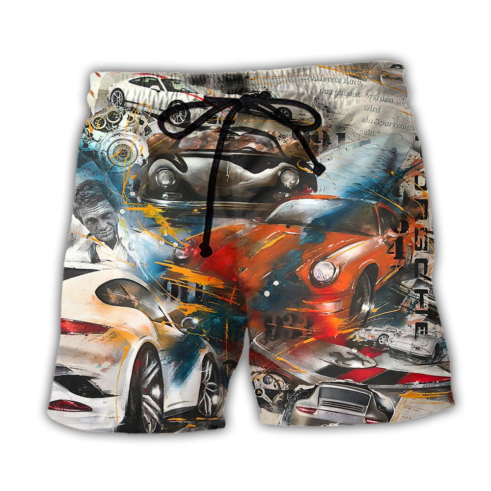 Car Racing Leading The Race Trendy Aloha Hawaiian Beach Shorts Car Racing Leading The Race Trendy Aloha Hawaiian Beach Shorts
