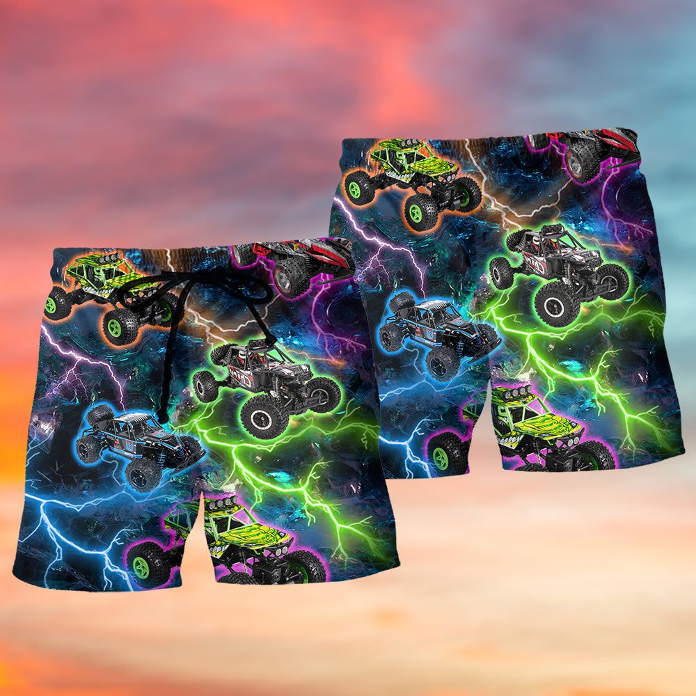 Car Racing Lightning Style Trendy Aloha Hawaiian Beach Shorts