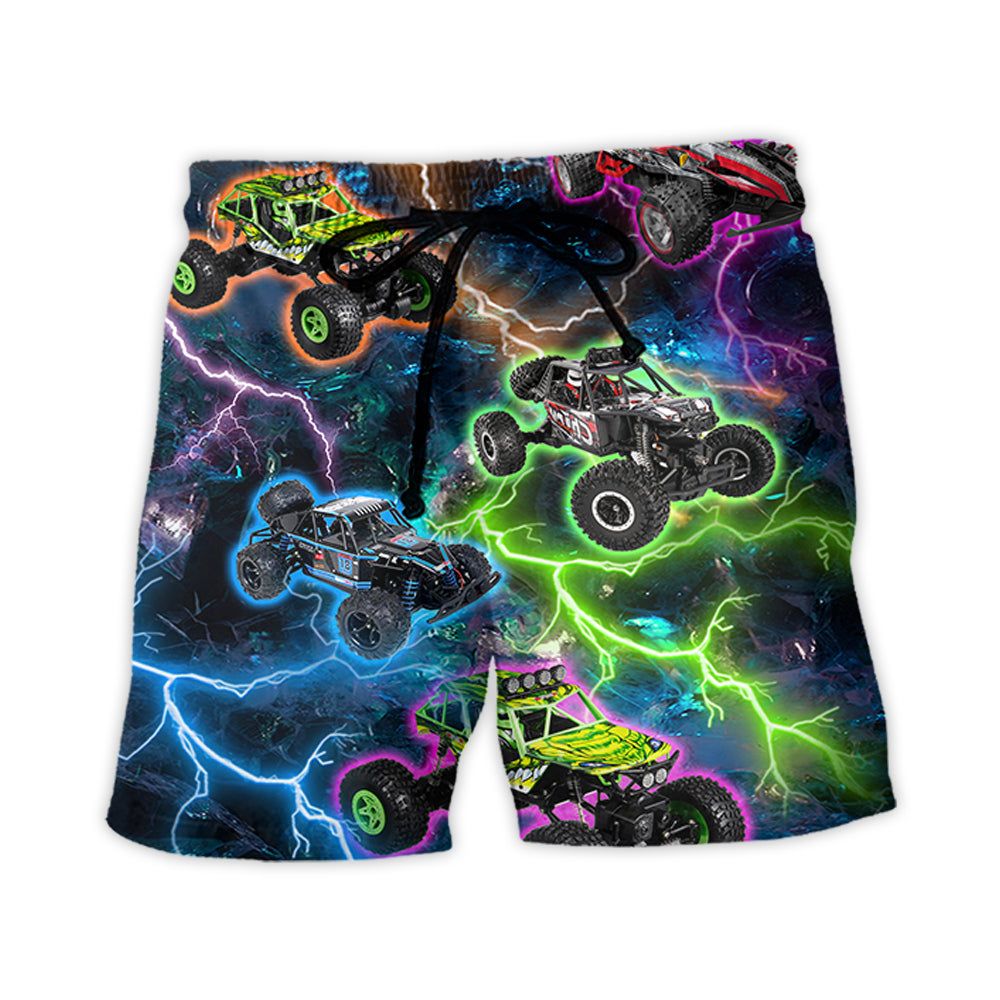 Car Racing Lightning Style Trendy Aloha Hawaiian Beach Shorts Car Racing Lightning Style Trendy Aloha Hawaiian Beach Shorts