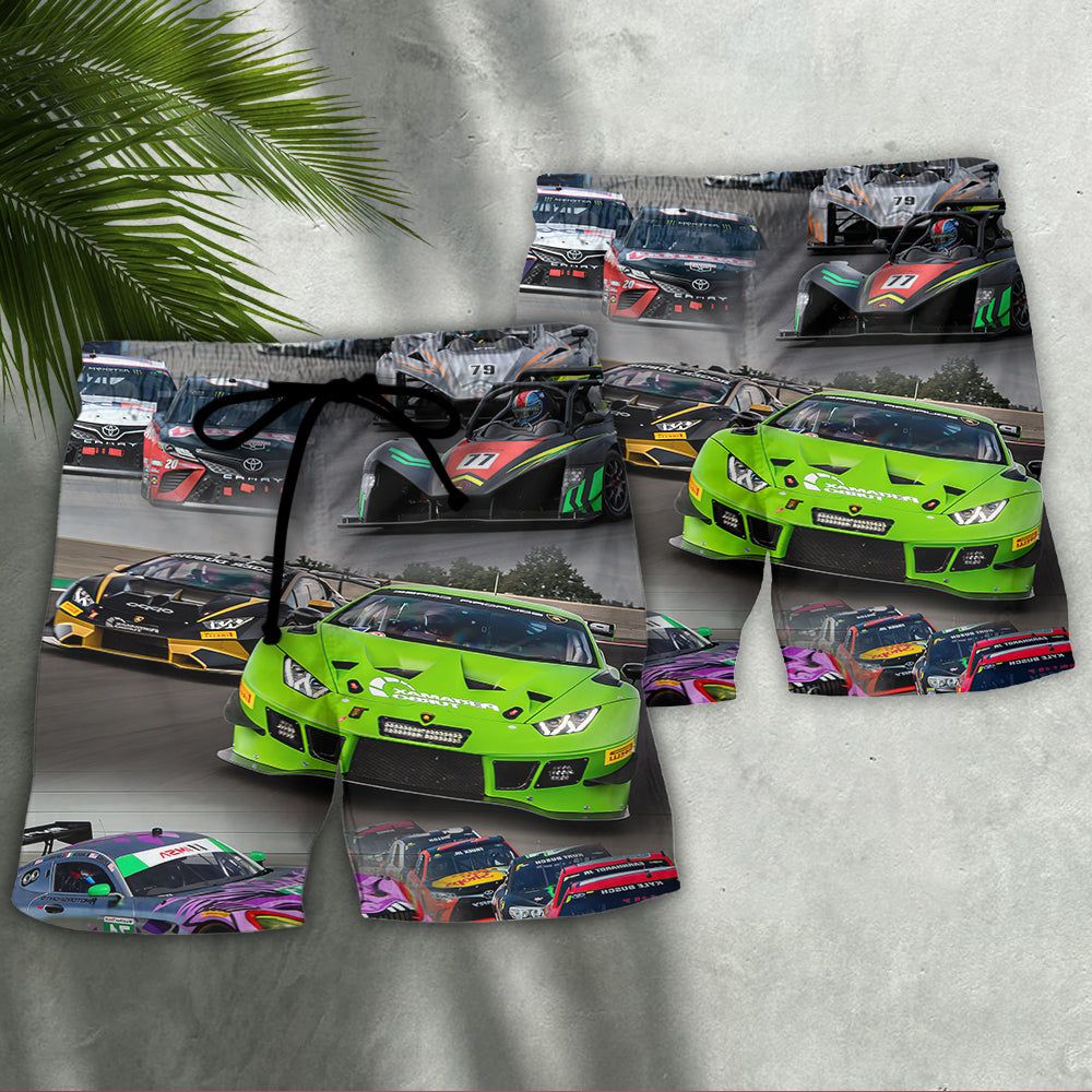 Car Racing Real Trendy Aloha Hawaiian Beach Shorts