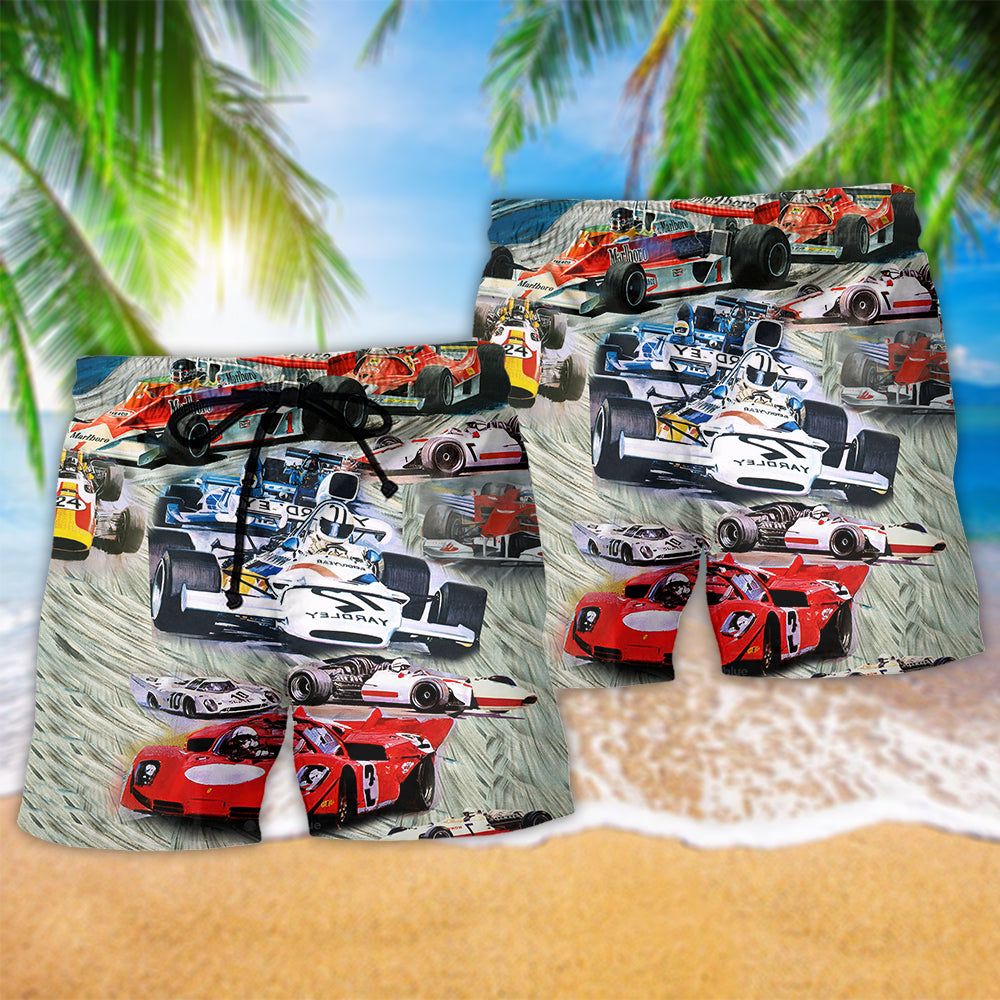 Car Racing So Cool Trendy Aloha Hawaiian Beach Shorts