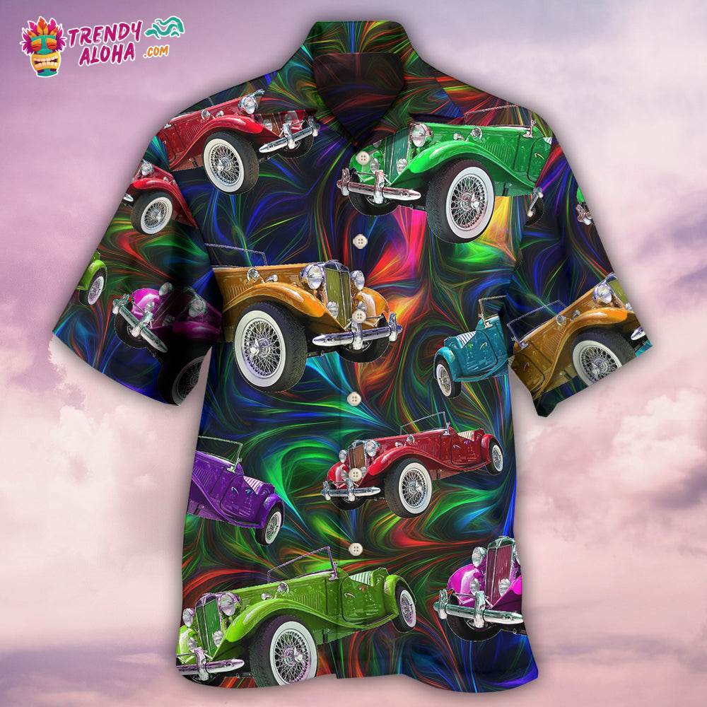 Car Retro Colorful Vibe Hawaiian Shirt – Trendy Aloha