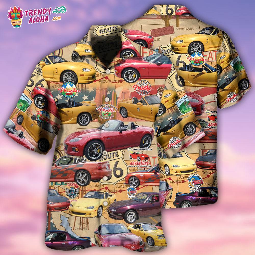 Car Road Route Vintage Style Hawaiian Shirt – Trendy Aloha