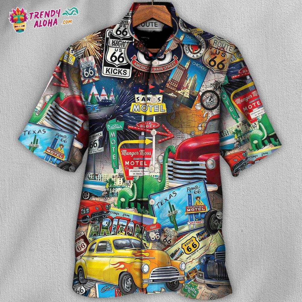 Car Route 66 Road Trip Puzzle Hawaiian Shirt – Trendy Aloha