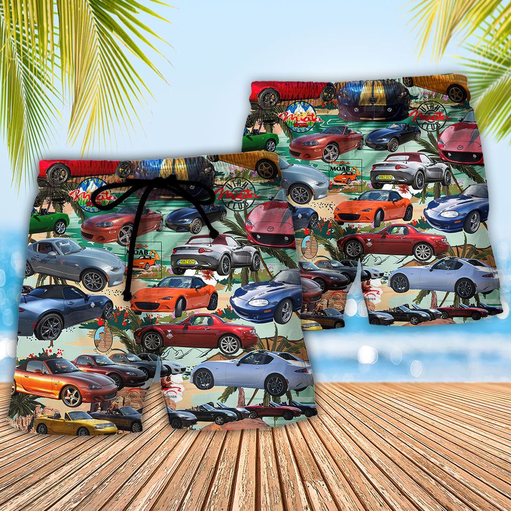 Car Summer Tropical Island Lover Trendy Aloha Hawaiian Beach Shorts