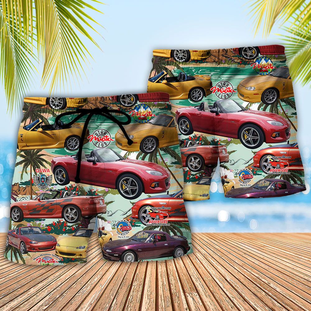 Car Summer Tropical Island Trendy Aloha Hawaiian Beach Shorts