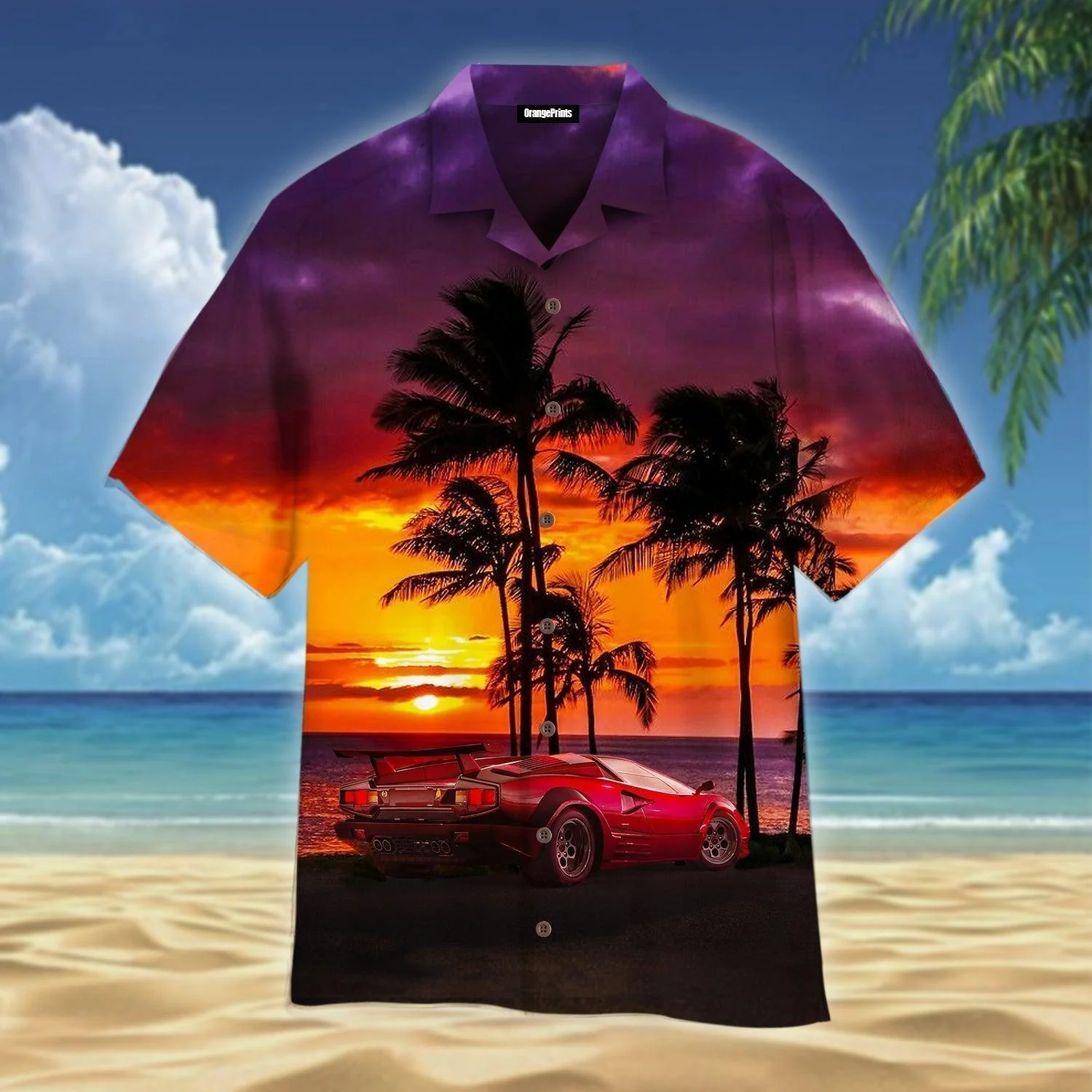 Car Sunset On The Beach Hawaiian Shirt For