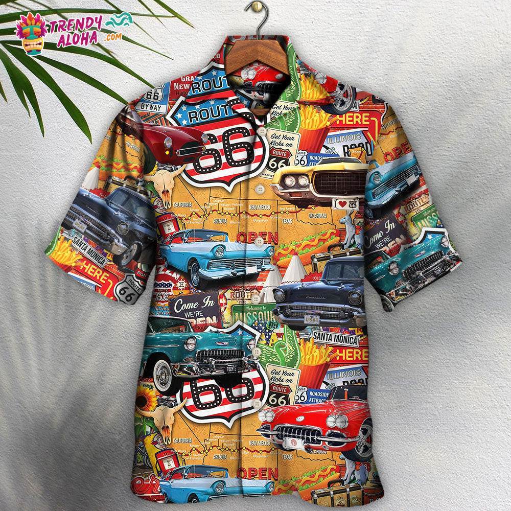 Car Vintage Route 66 Road Hawaiian Shirt – Trendy Aloha