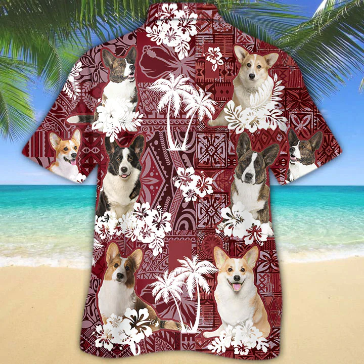 Cardigan Welsh Corgi Red Trendy Hawaiian Shirt, Gift For Dog Lover Shirts, Animal Summer Shirts, Trendy Hawaiian Shirt Men