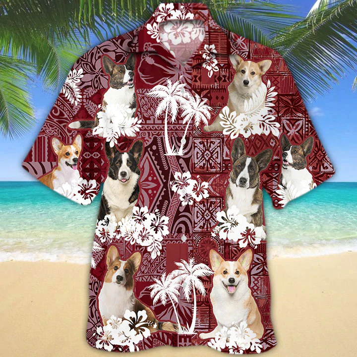 Cardigan Welsh Corgi Red Trendy Hawaiian Shirt, Gift For Dog Lover Shirts, Animal Summer Shirts, Trendy Hawaiian Shirt Men Cardigan Welsh Corgi Red Trendy Hawaiian Shirt, Gift For Dog Lover Shirts, Animal Summer Shirts, Trendy Hawaiian Shirt Men