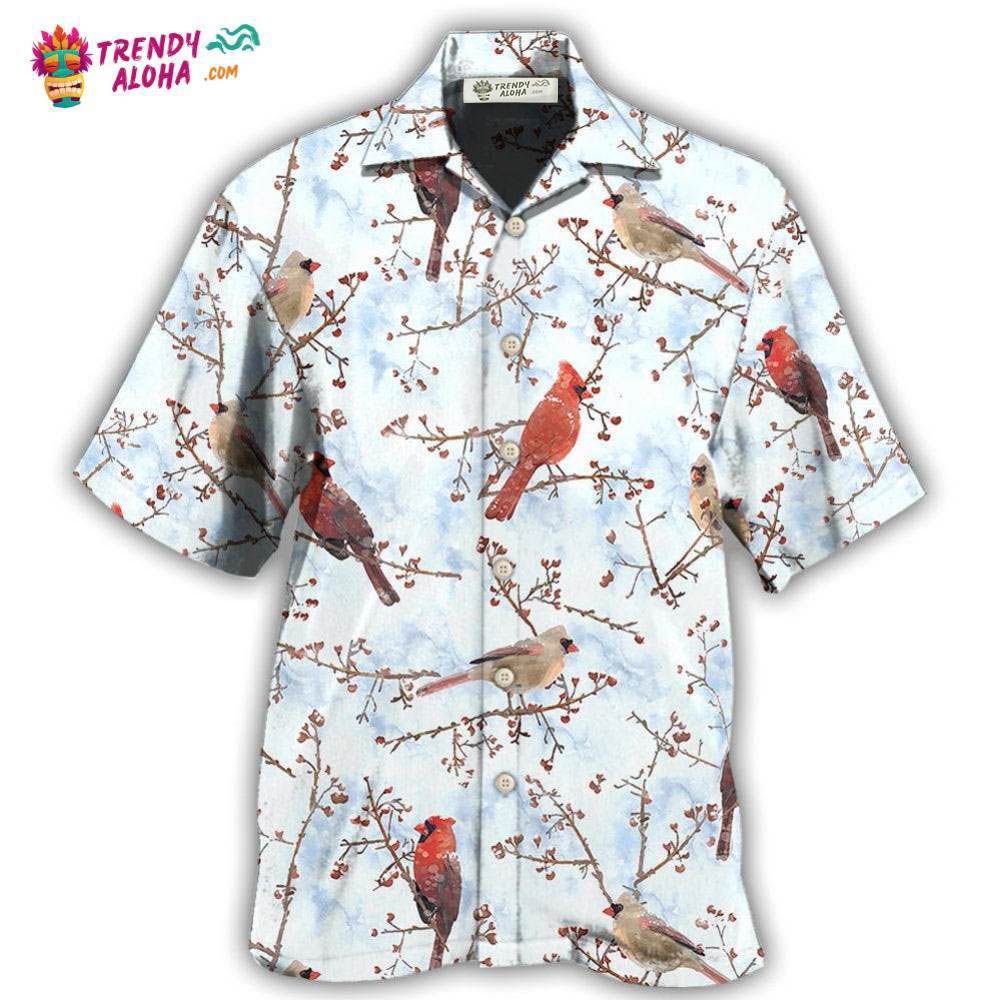 Cardinal Red In Winter Hawaiian Shirt – Trendy Aloha