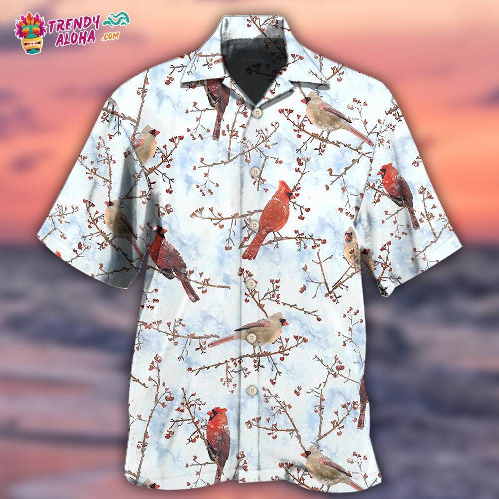 Cardinal Red In Winter Hawaiian Shirt – Trendy Aloha