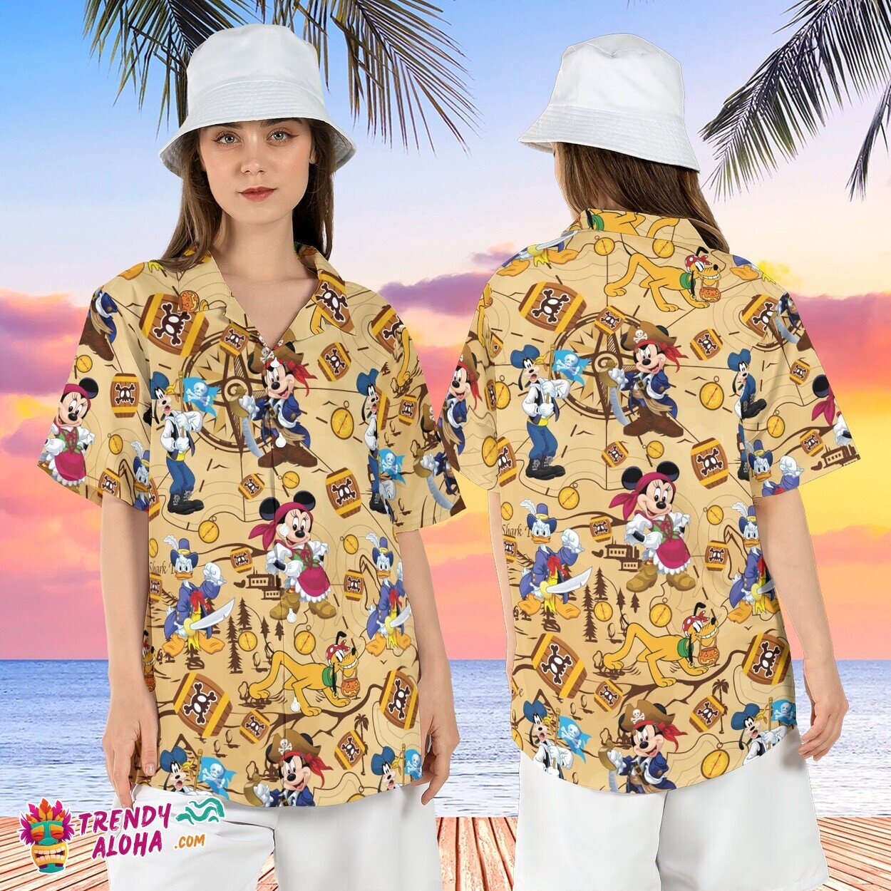 Caribbean Pirate Mickey and Friends Tropical Disney Aloha Shirt