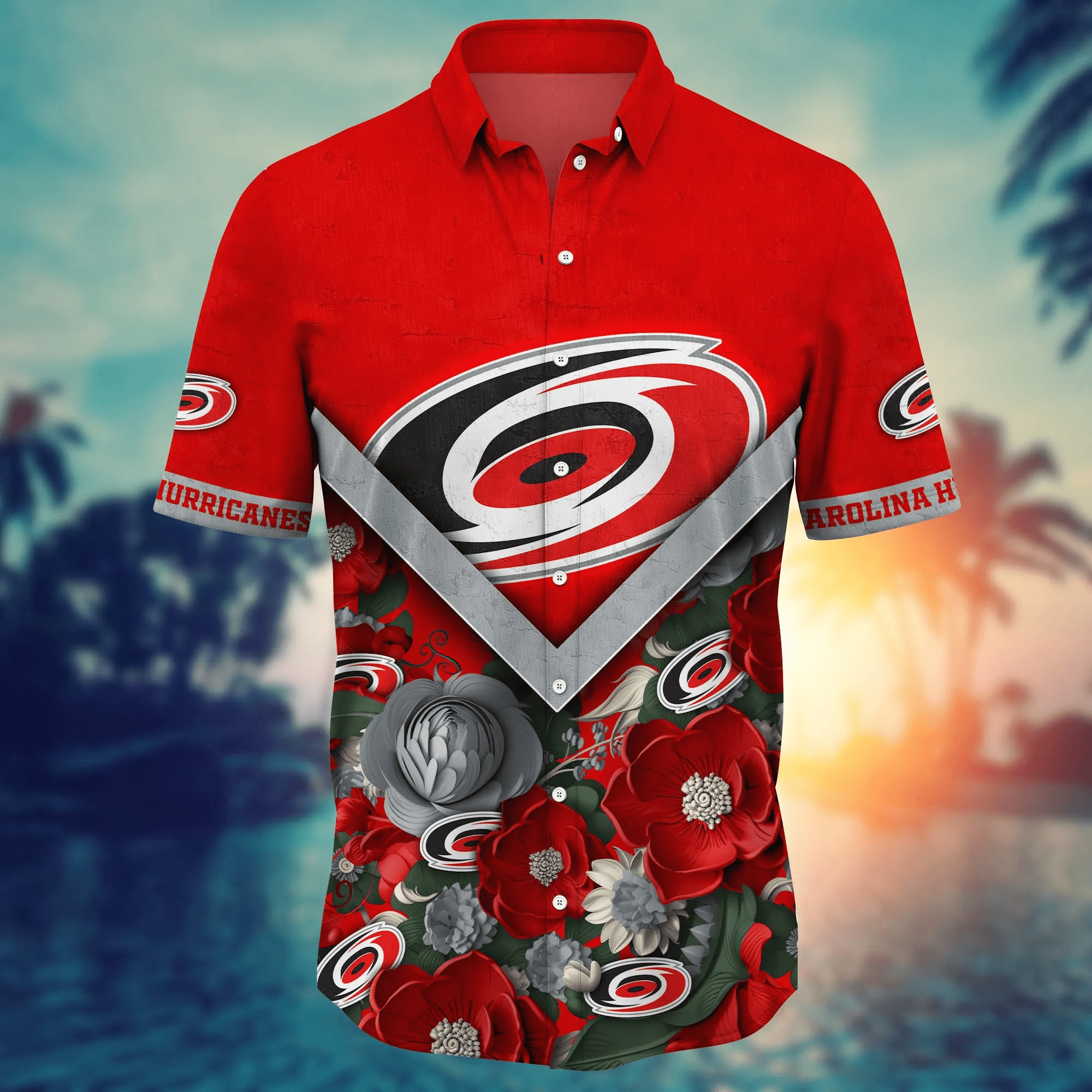 Carolina Hurricanes NHL Hawaiian Shirt Custom Sun-Up Aloha Shirt