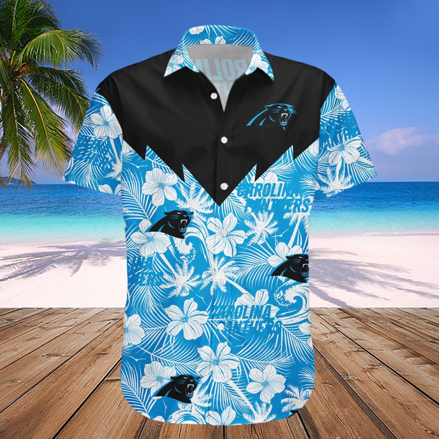 Carolina Panthers Hawaii Shirt Tropical Seamless- NFL