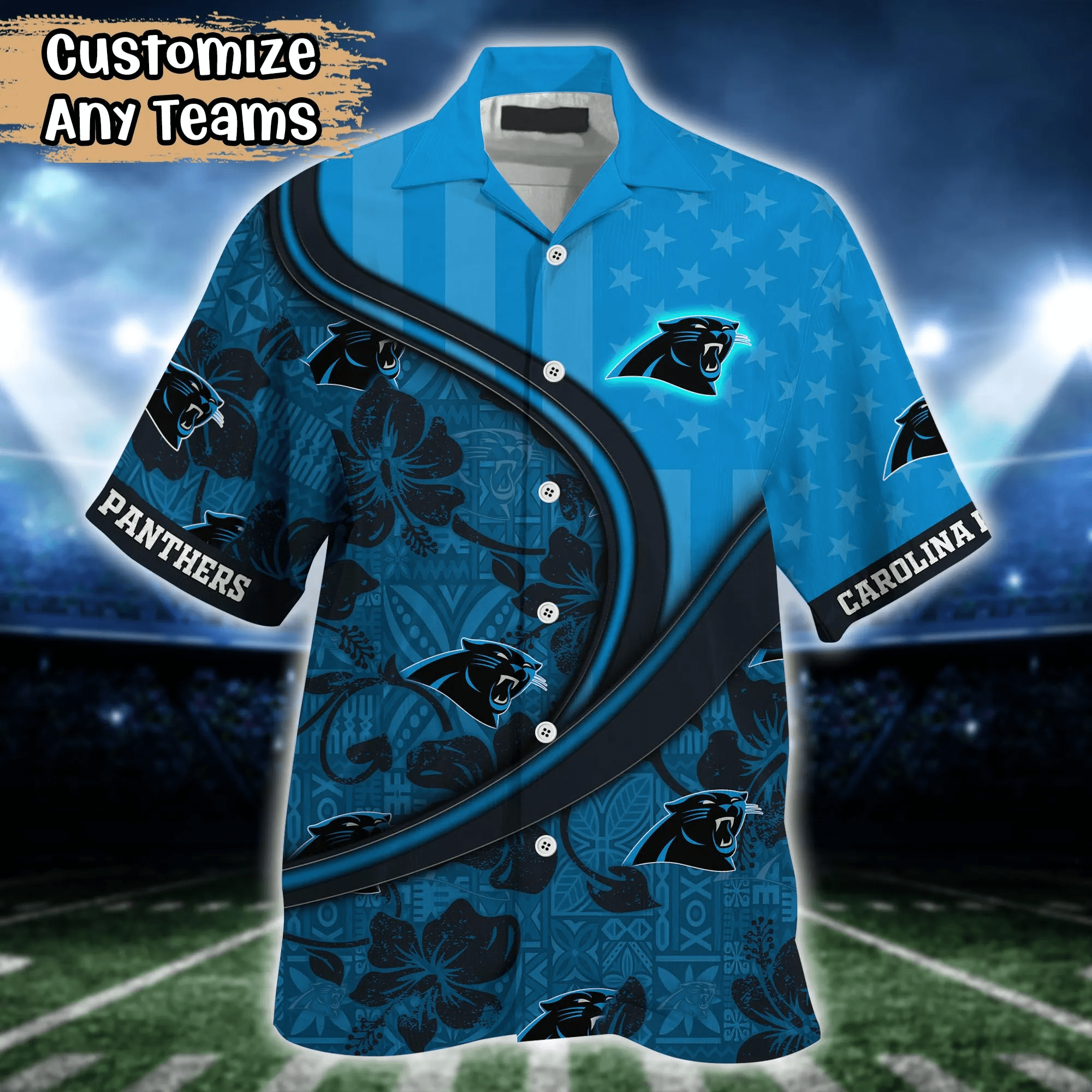 Carolina Panthers NFL Us Flag Hawaiian Shirt Custom Summer Aloha Shirt
