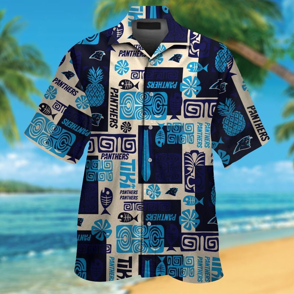 Carolina Panthers Short Sleeve Button Up Tropical Hawaiian Shirt VER012