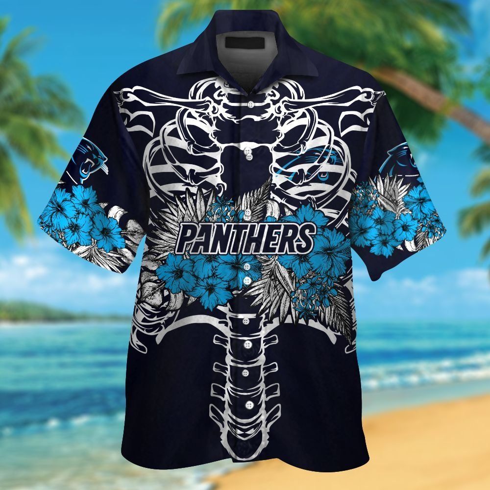 Carolina Panthers Short Sleeve Button Up Tropical Hawaiian Shirt VER020