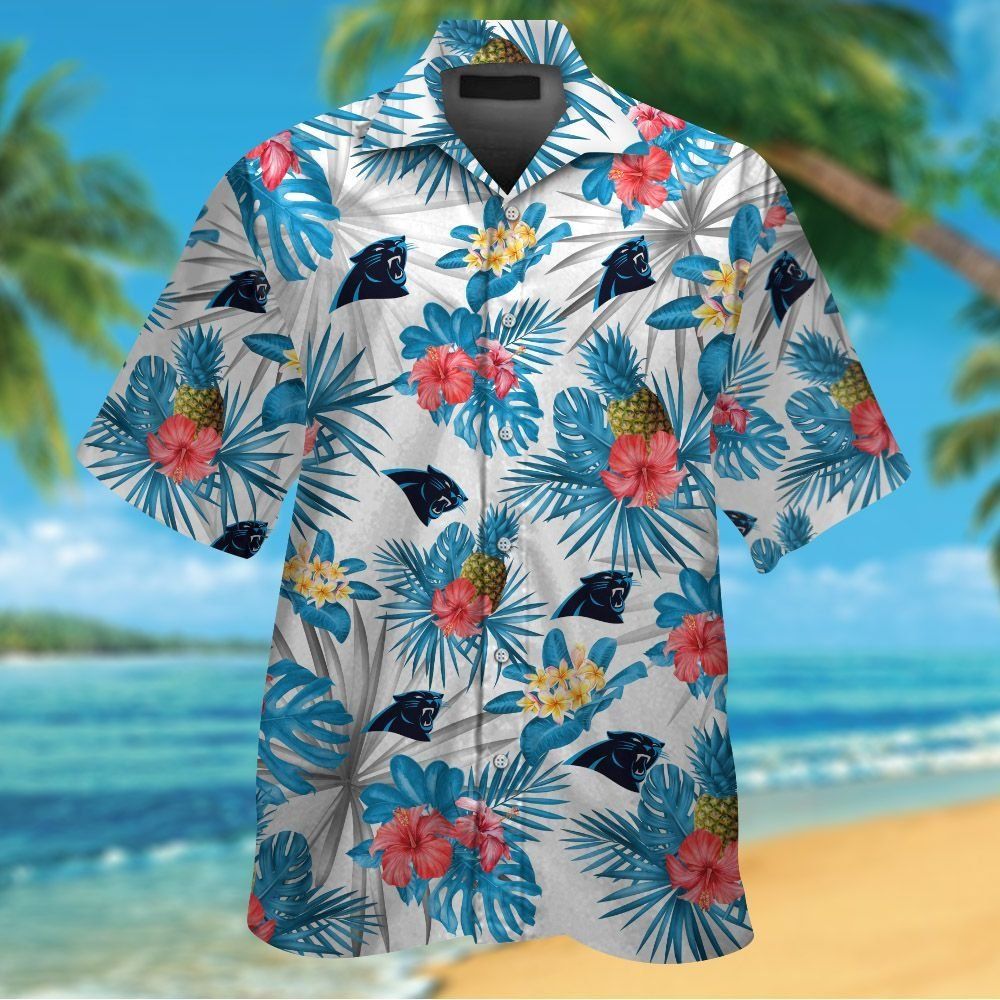 Carolina Panthers Short Sleeve Button Up Tropical Hawaiian Shirt VER027