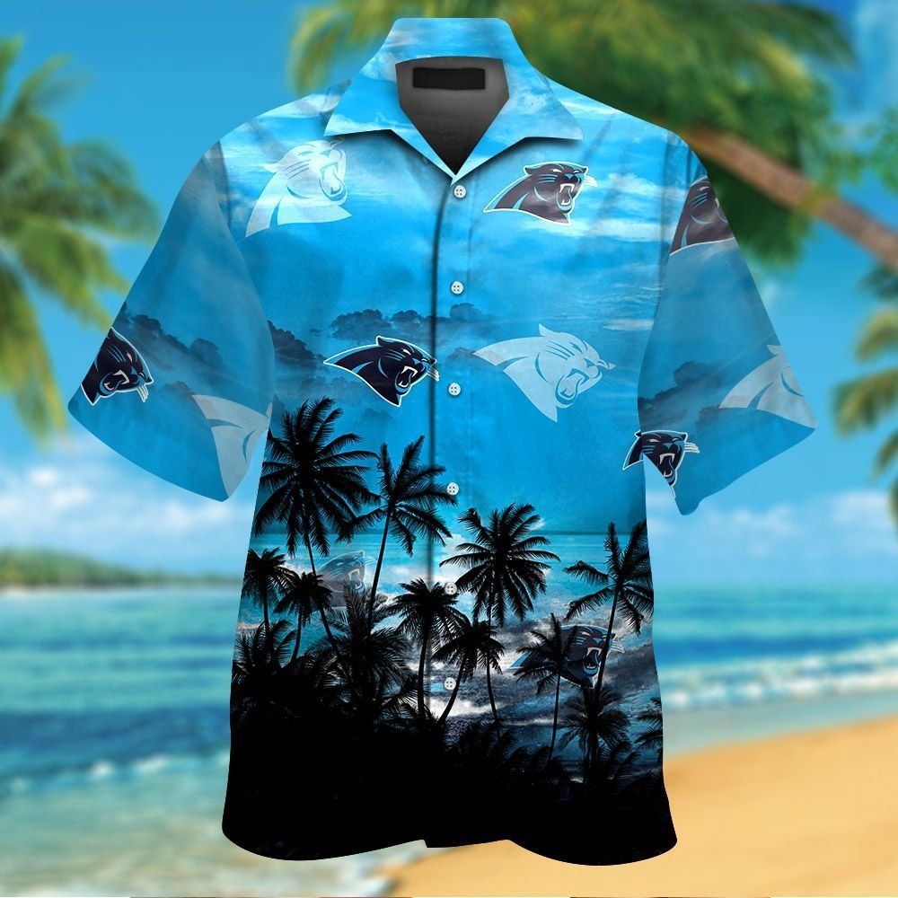 Carolina Panthers Short Sleeve Button Up Tropical Hawaiian Shirt VER05